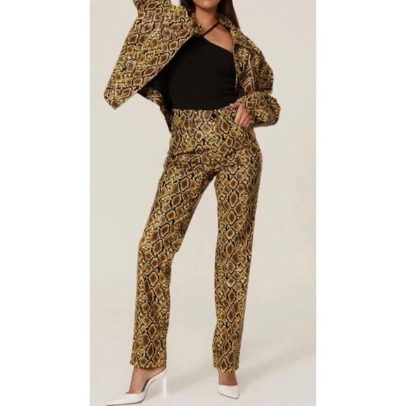 Good American Good Icon Snake Faux Leather Pants Animal Print Size 2 NEW - Picture 7 of 7